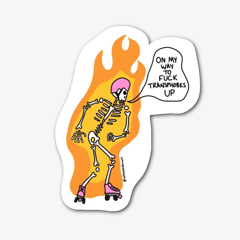 Flaming Skeleton Sticker